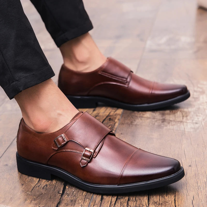Zapatos Oxford para Hombre De Cuero Genuino Doble Hebilla