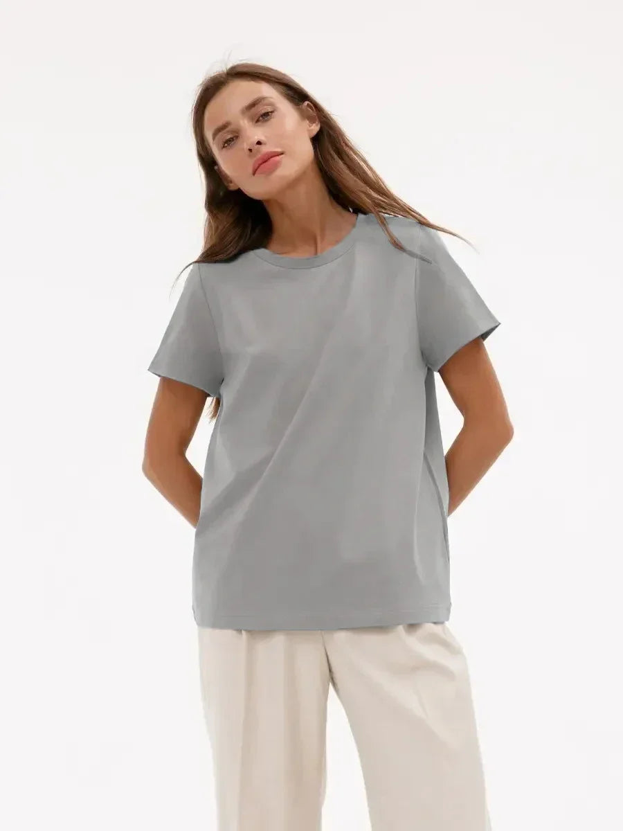 Camiseta Básica Mujer Manga Corta Cuello Redondo