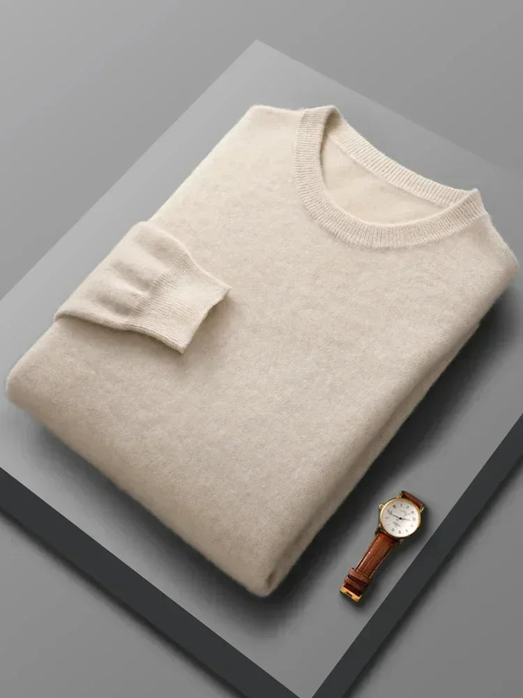 Jersey de Lana Merino 100% para Hombre con Cuello Redondo