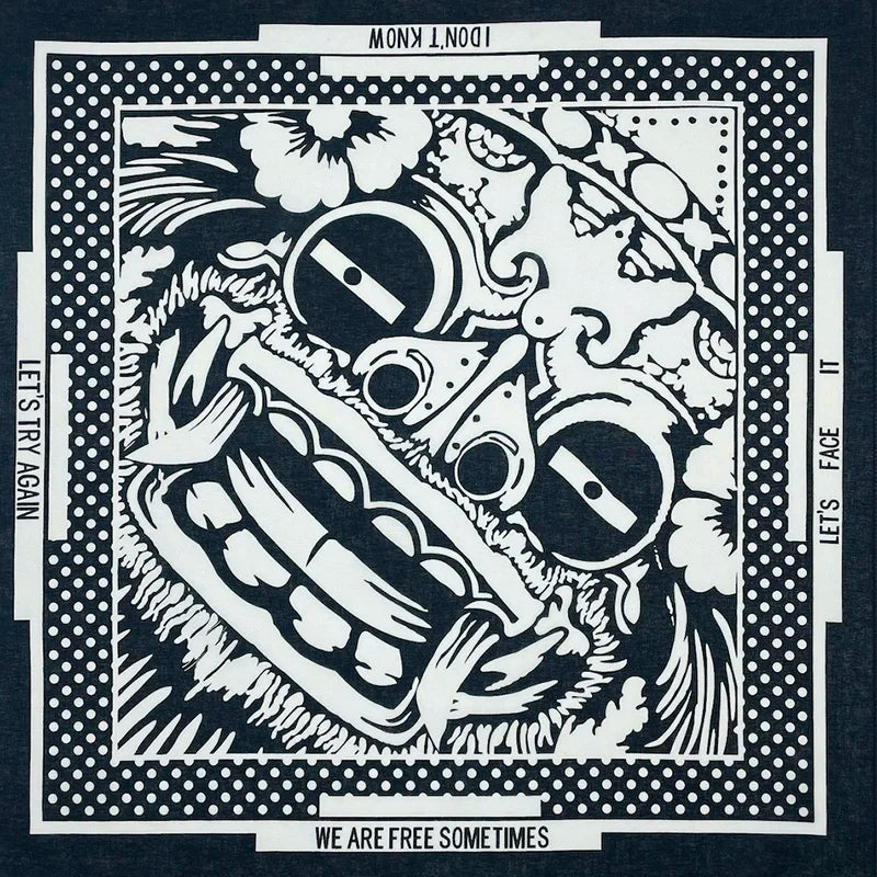 Bandana Cuadrada Algodón 100% con Calaveras Paisley