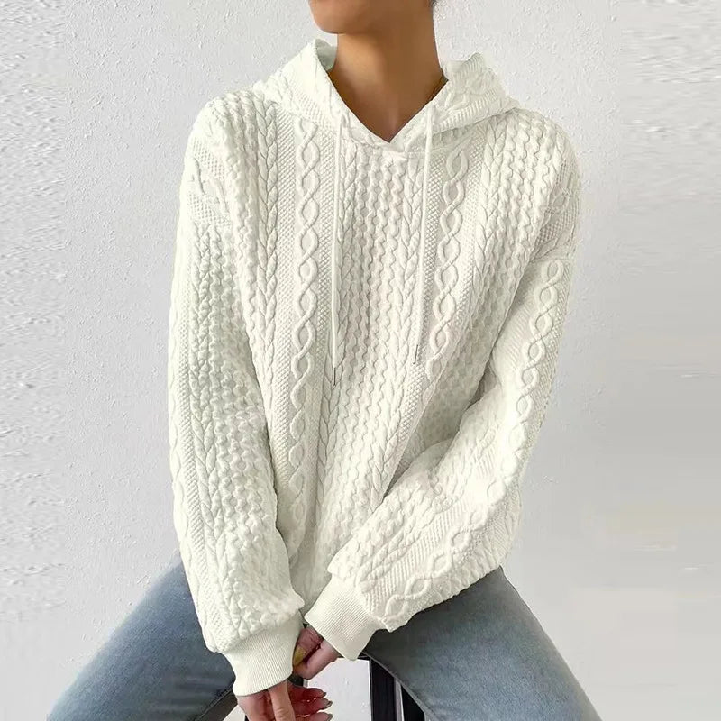 Sudadera con Capucha para Mujer de Punto Casual Otoño e Invierno