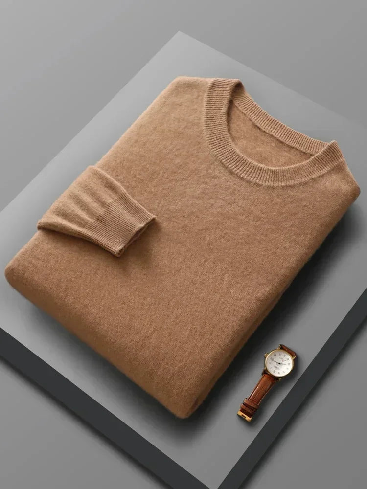 Jersey de Lana Merino 100% para Hombre con Cuello Redondo