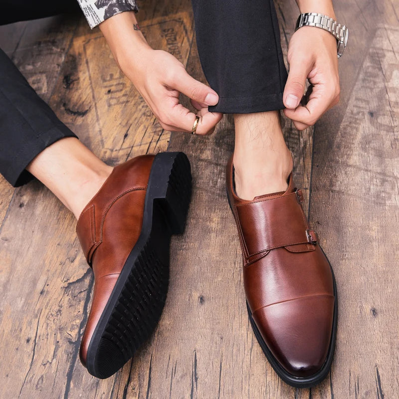Zapatos Oxford para Hombre De Cuero Genuino Doble Hebilla