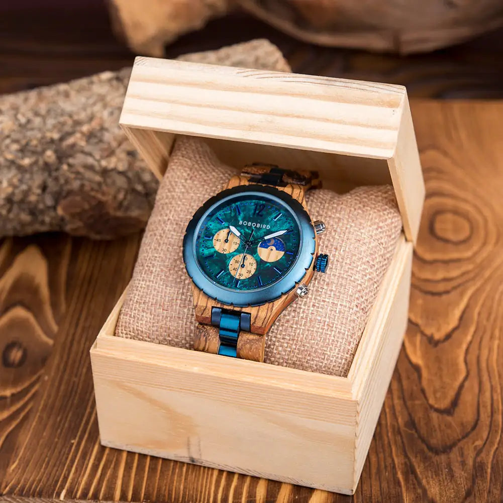 Luxury Wooden Chronograph Watch for Men - High Trend Coture