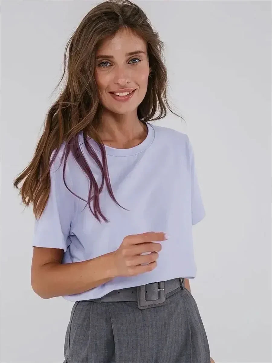 Camiseta Básica Mujer Manga Corta Cuello Redondo