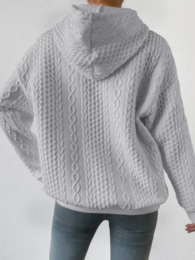 Sudadera con Capucha para Mujer de Punto Casual Otoño e Invierno
