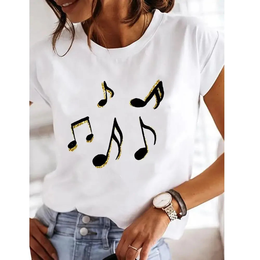 Camiseta Mujer Estampada Manga Corta Casual Y2K