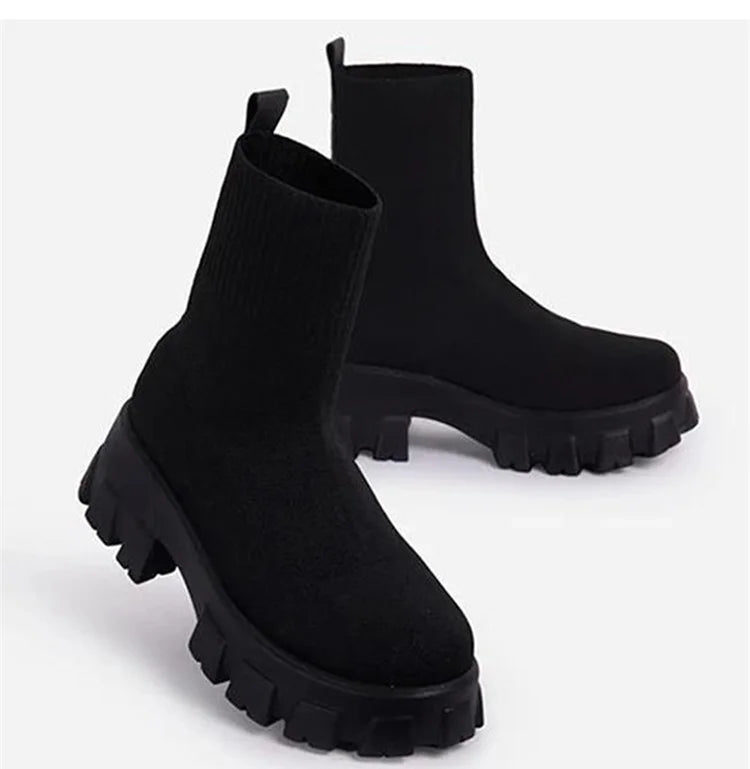 Botas para Mujer con Plataforma Estilo Calcetín
