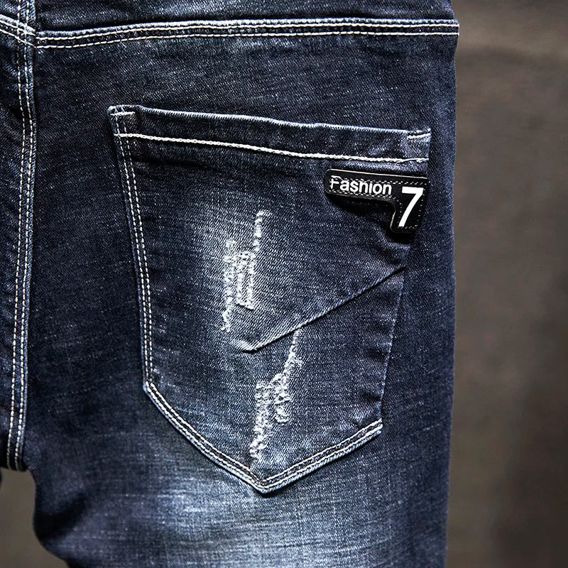 Pantalones Vaqueros para Hombre Rasgados Elásticos
