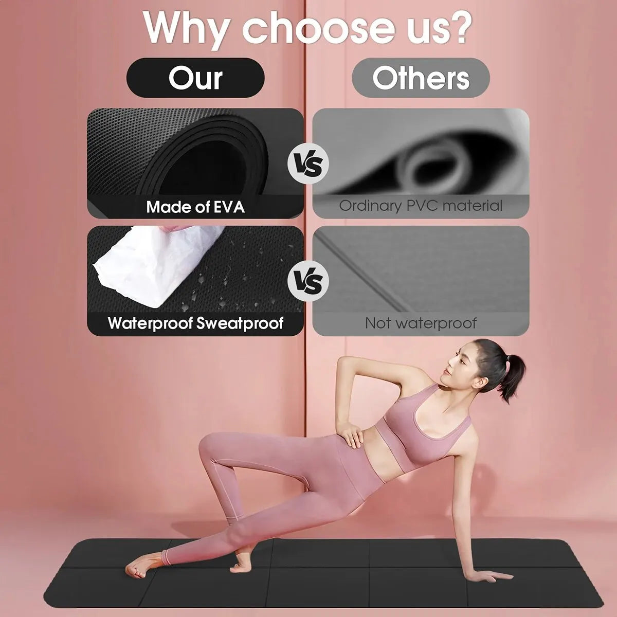 Esterilla de Yoga Antideslizante 4 mm de Grosor para Ejercicios de Yoga, Pilates y Gimnasia