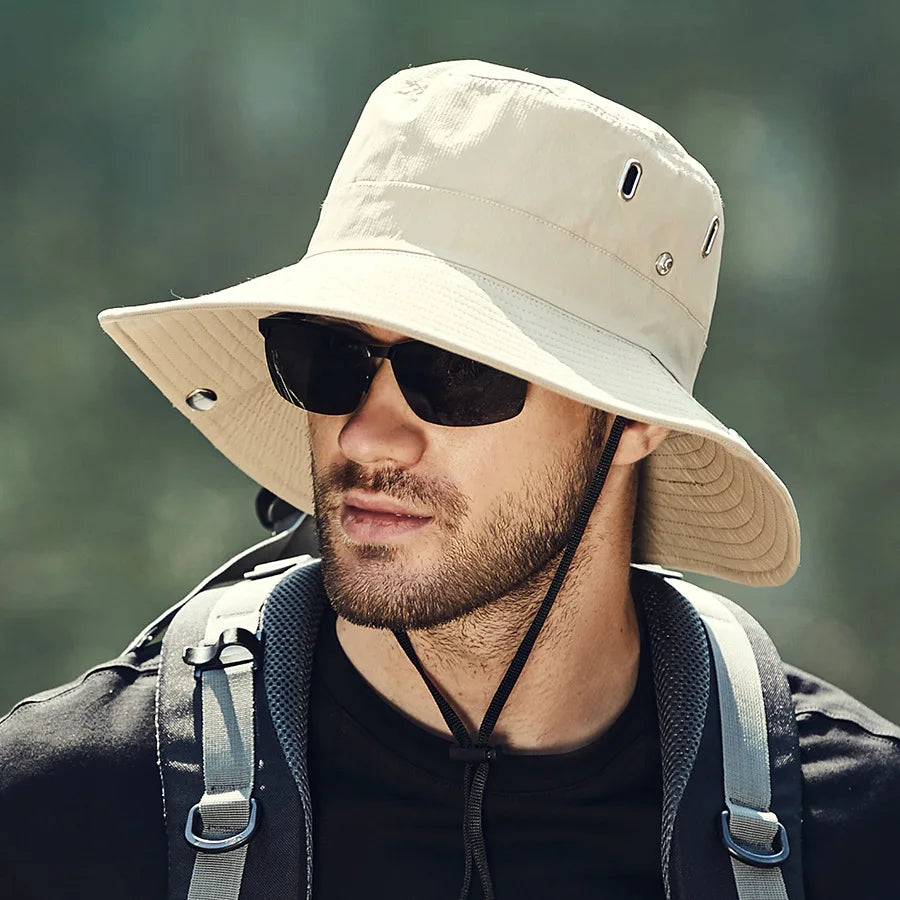 Sombrero Bucket para Hombre de Verano con Ala Ancha y Protección Solar
