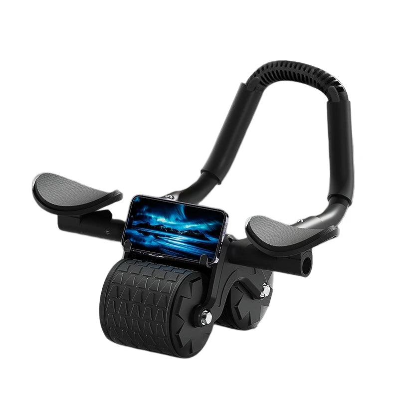 Rueda Abdominal con Display y Soportes para Codos y Teléfono Móvil