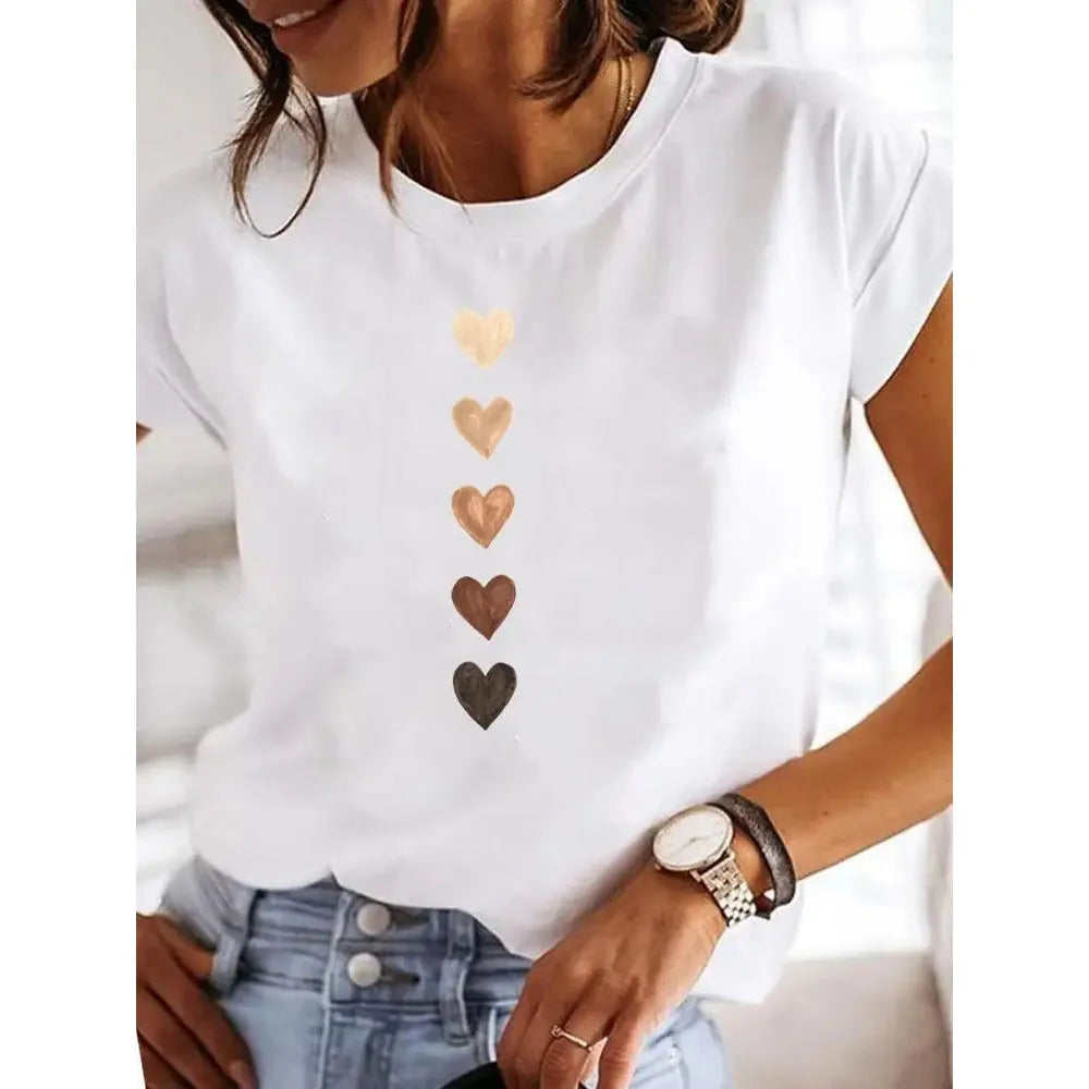 Camiseta Mujer Estampada Manga Corta Casual Y2K