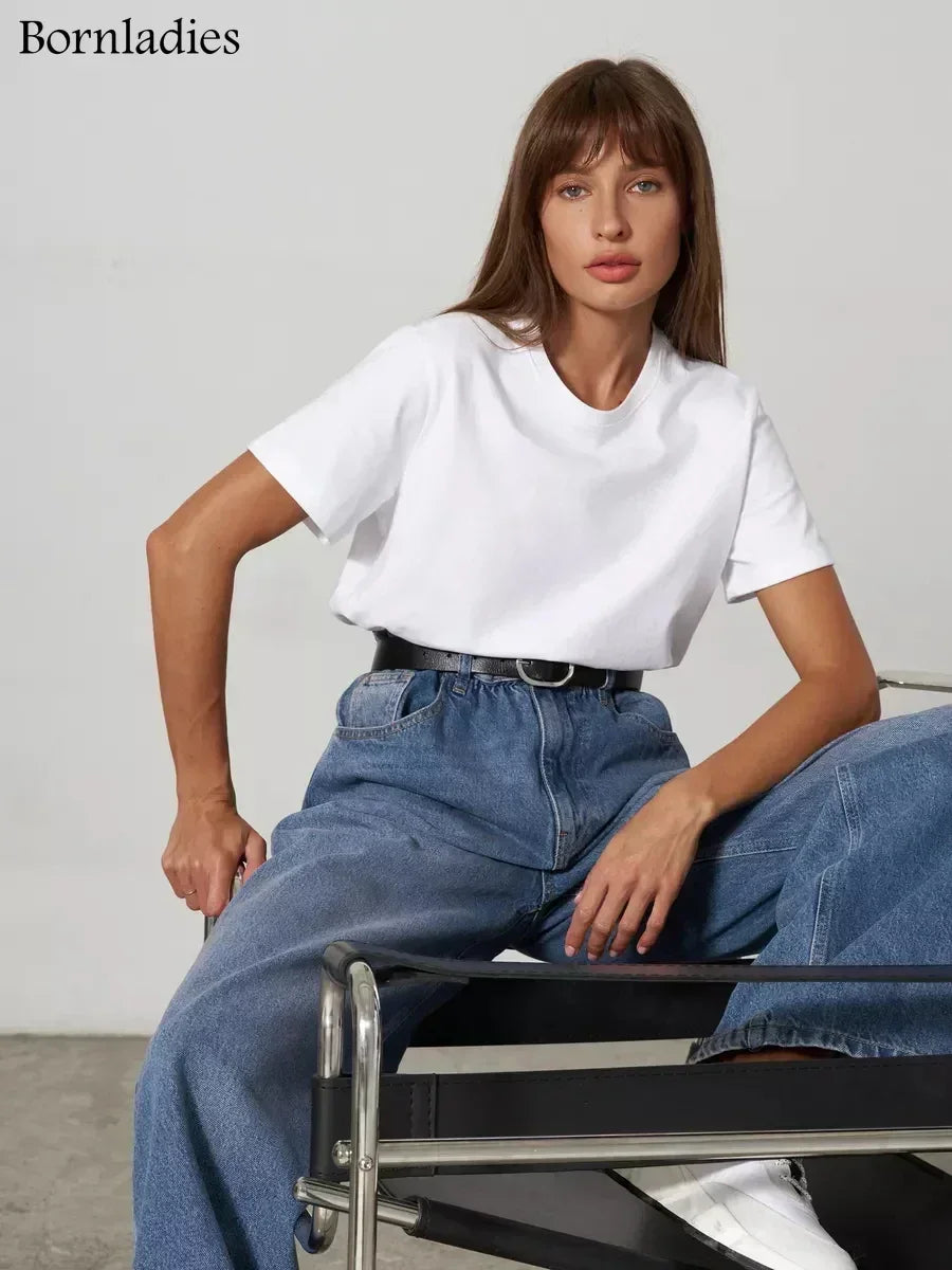 Camiseta Básica Mujer Manga Corta Cuello Redondo