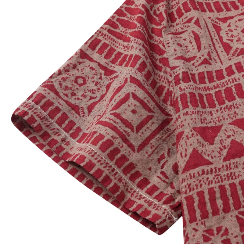 Camisa de Manga Corta para Hombre con Estampado Étnico de Algodón - High Trend Coture