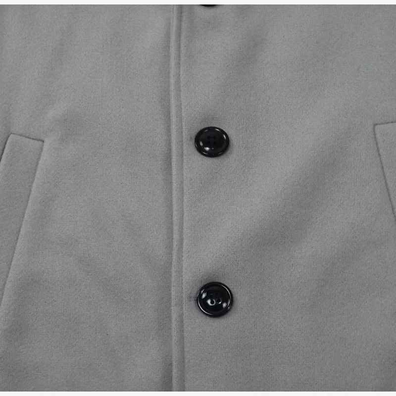 Gabardina para Hombre Básica de Invierno con Botones y Cuello Solapado