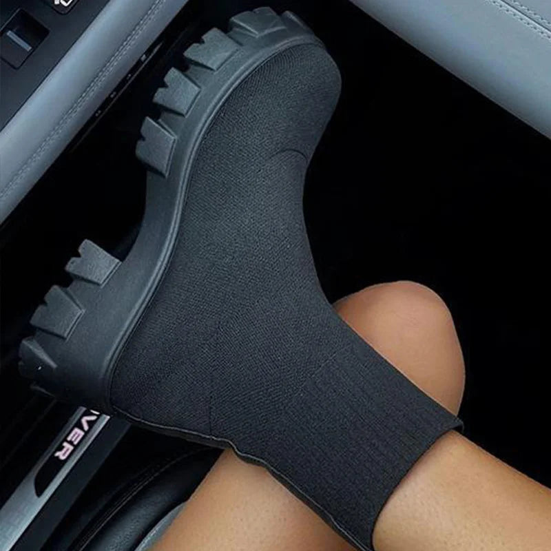 Botas para Mujer con Plataforma Estilo Calcetín