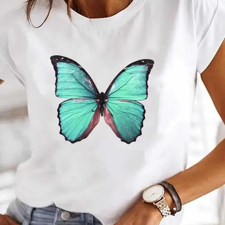Camiseta Mujer Estampada Manga Corta Casual Y2K