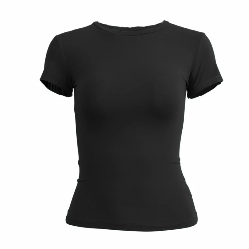 Camiseta Mujer Slim Fit Manga Corta Cuello Redondo