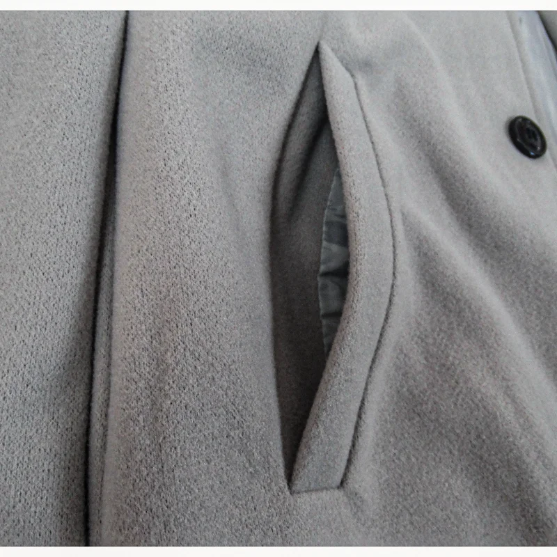 Gabardina para Hombre Básica de Invierno con Botones y Cuello Solapado
