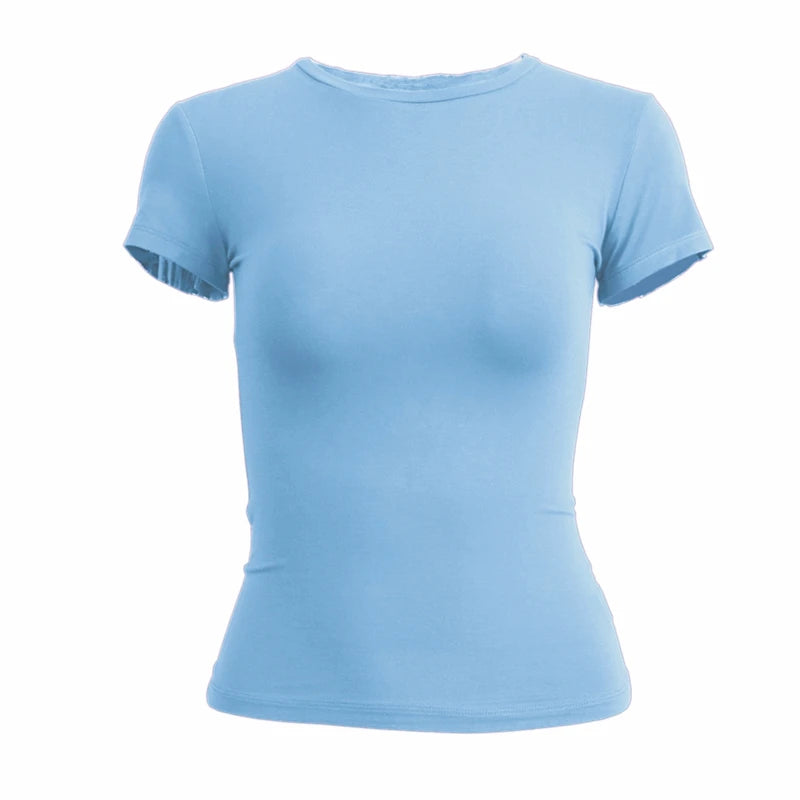 Camiseta Mujer Slim Fit Manga Corta Cuello Redondo
