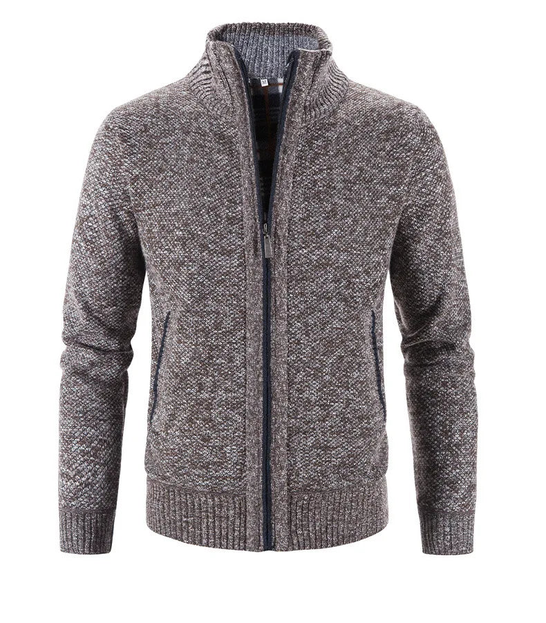 Cárdigan para Hombre de Punto con Cremallera, Suéter Cálido de Cuello Alto