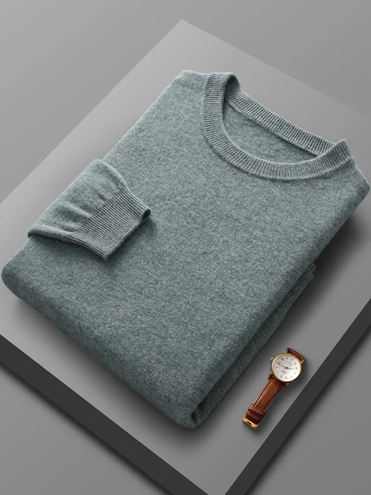 Jersey de Lana Merino 100% para Hombre con Cuello Redondo