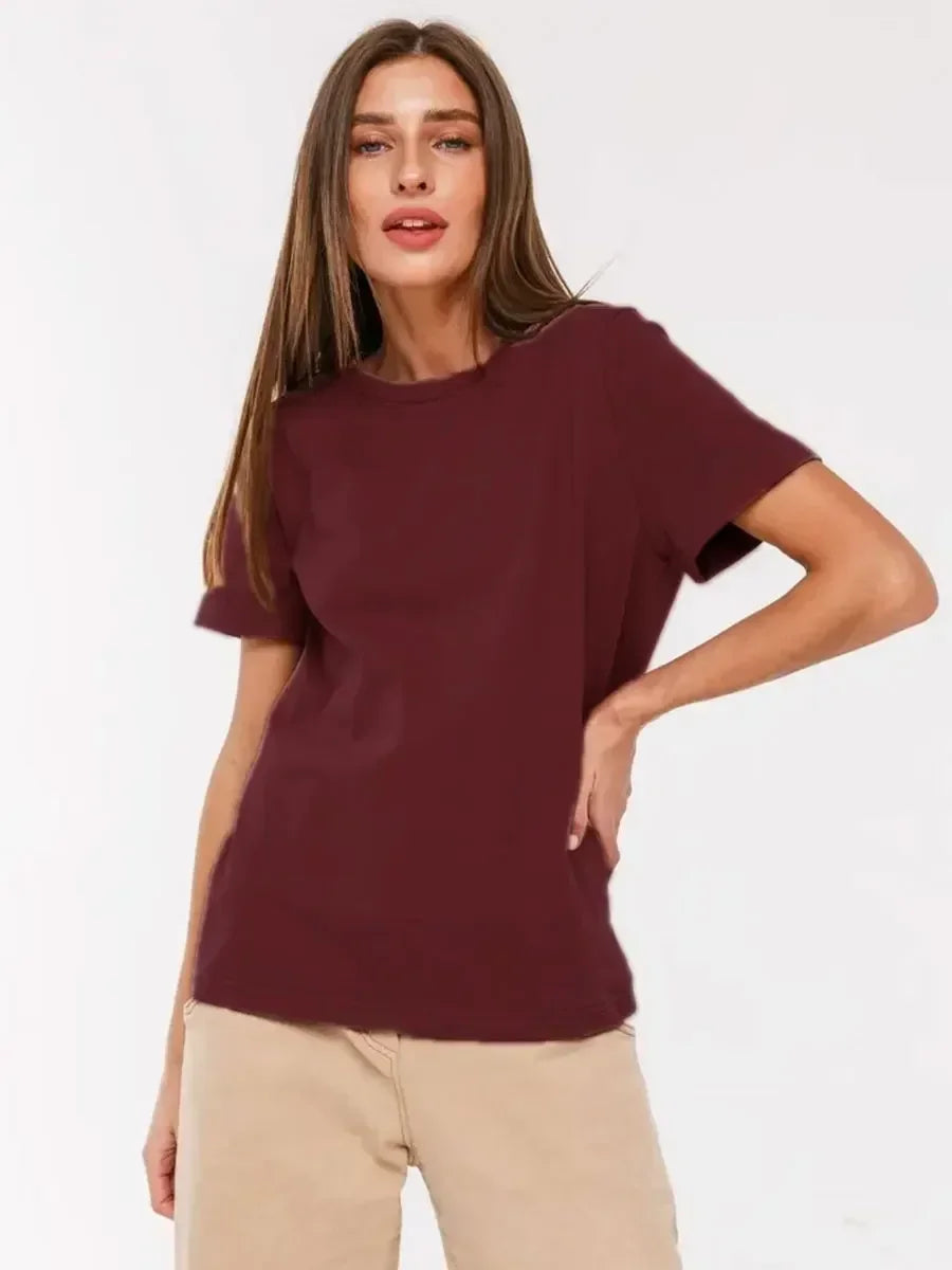 Camiseta Básica Mujer Manga Corta Cuello Redondo