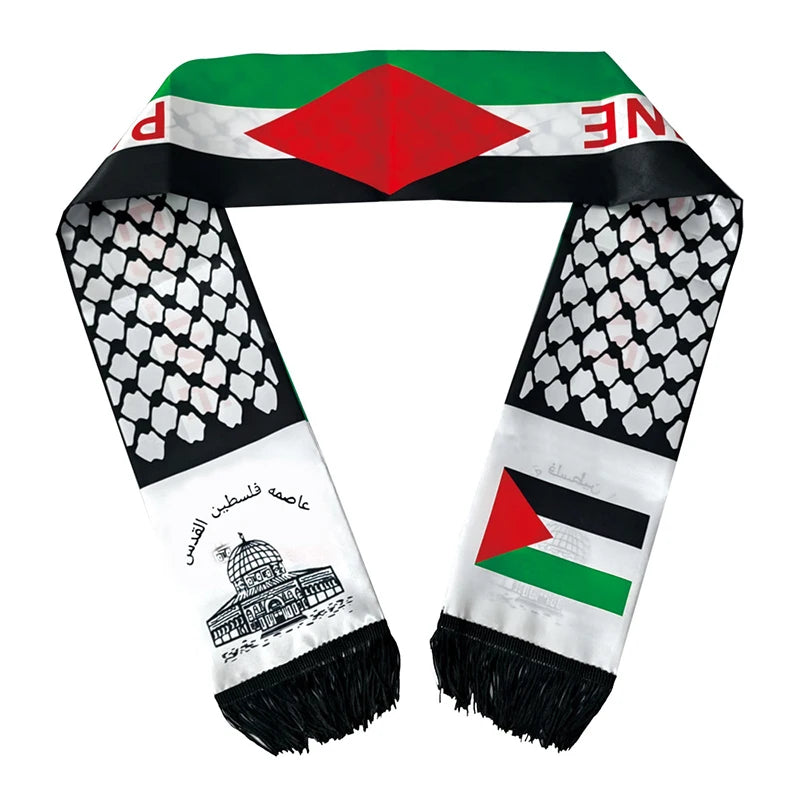 Pañuelo Satín Palestina 14x130 cm | Día Nacional y Shawl Oficial