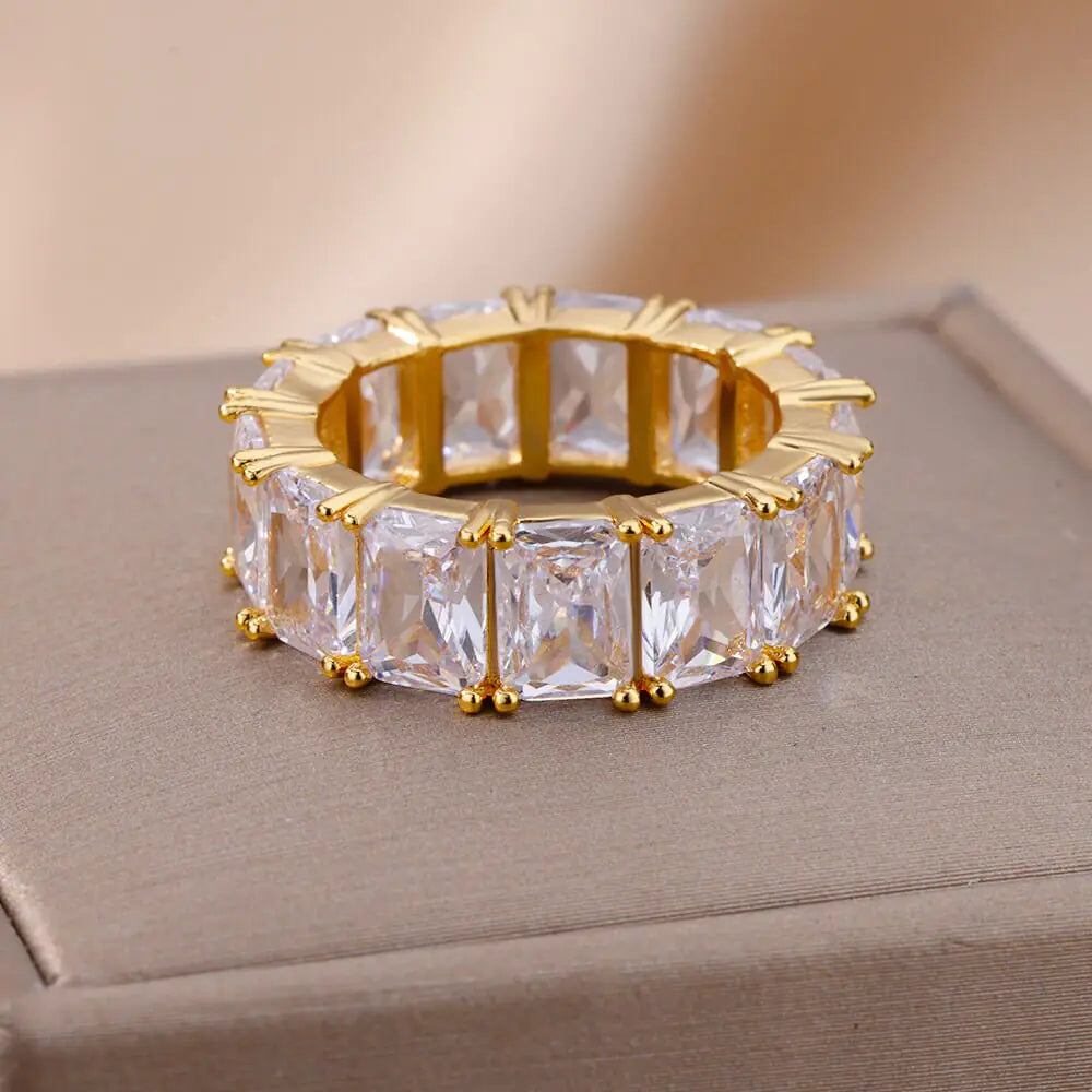 Rectangle Zircon Rings - High Trend Coture