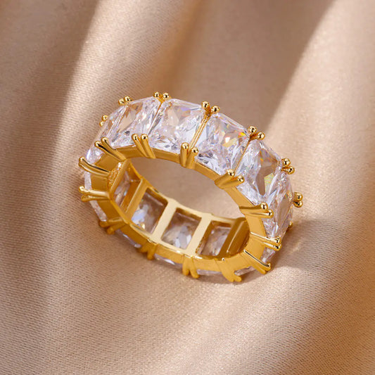 Rectangle Zircon Rings - High Trend Coture