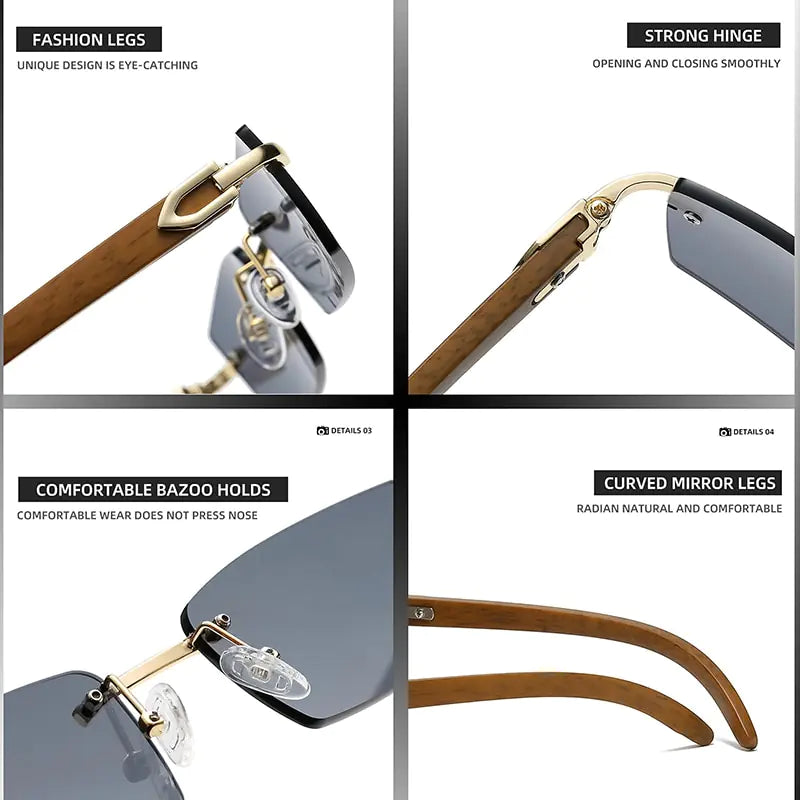 Rectangle Fashion Rimless Sunglasses - High Trend Coture