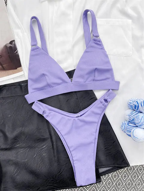 Bikini Estilo Brasileño con Detalles de Anillos - High Trend Coture