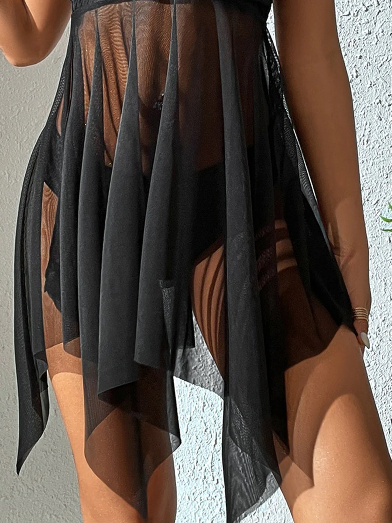 Traje de Baño 2 Piezas con Falda de Malla Transparente - High Trend Coture