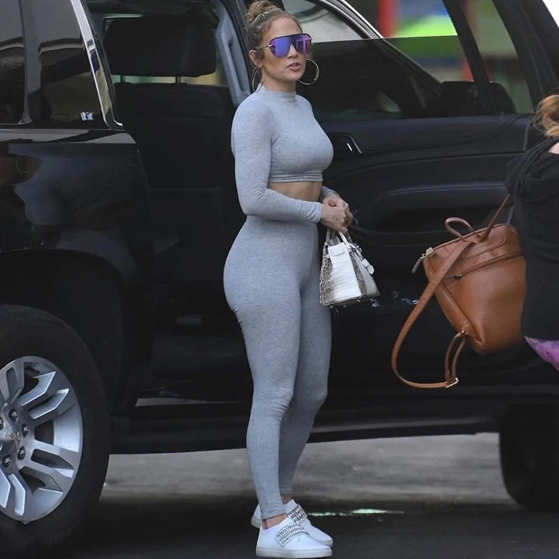 Conjunto Deportivo Dos Piezas Mujer Leggings Push Up y Top Manga Corta - High Trend Coture