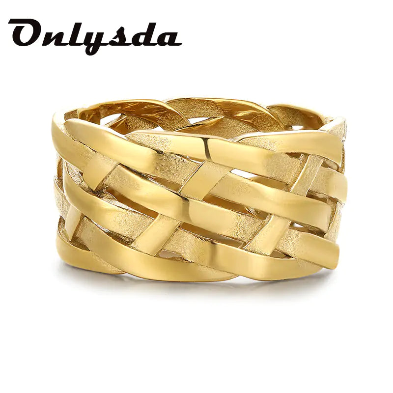 Vintage Weave Stainless Steel Rings - High Trend Coture