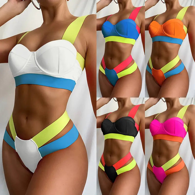 Bikini Patchwork Sexy Diversos Colores - High Trend Coture