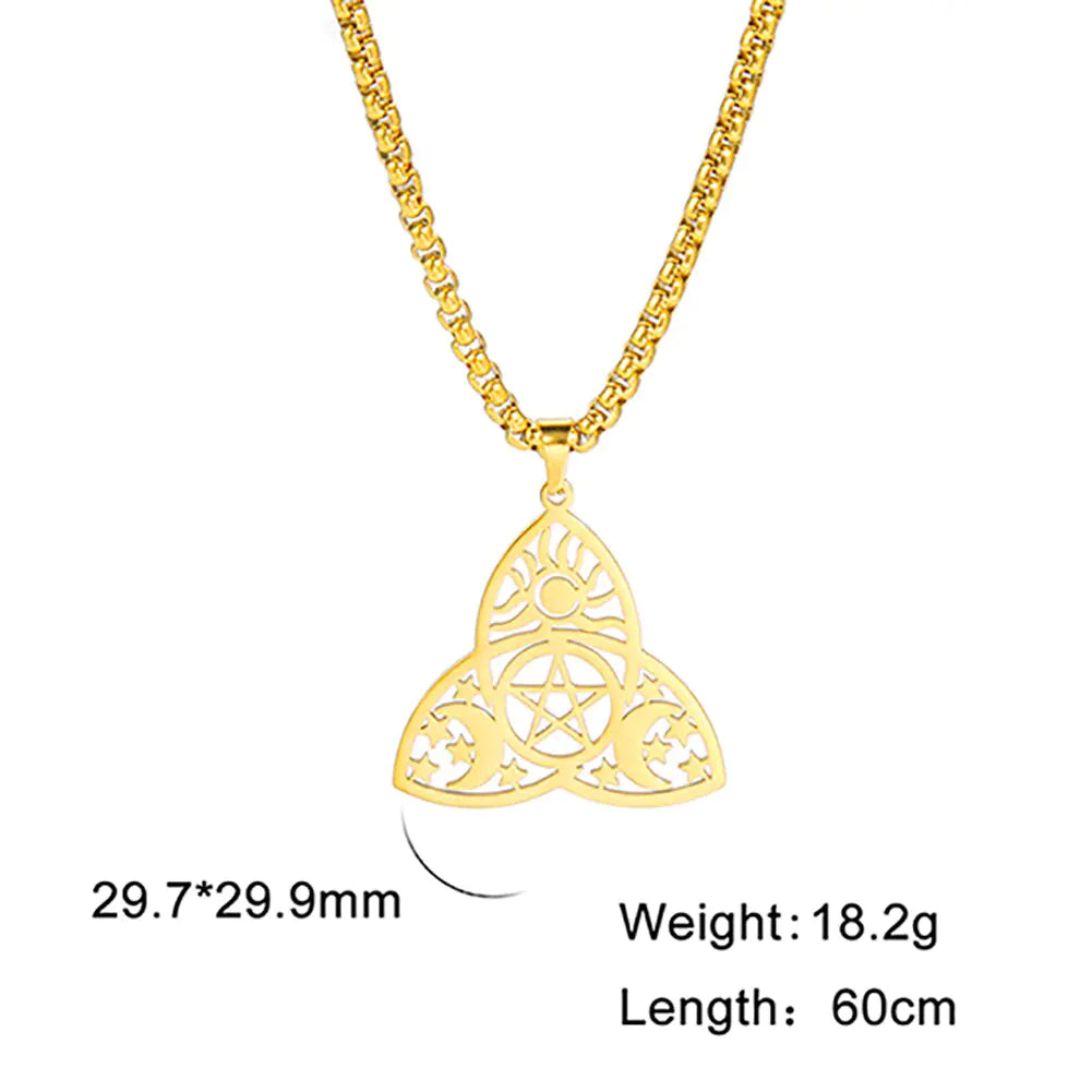 Triquetra Moon Pentagram Necklaces - High Trend Coture