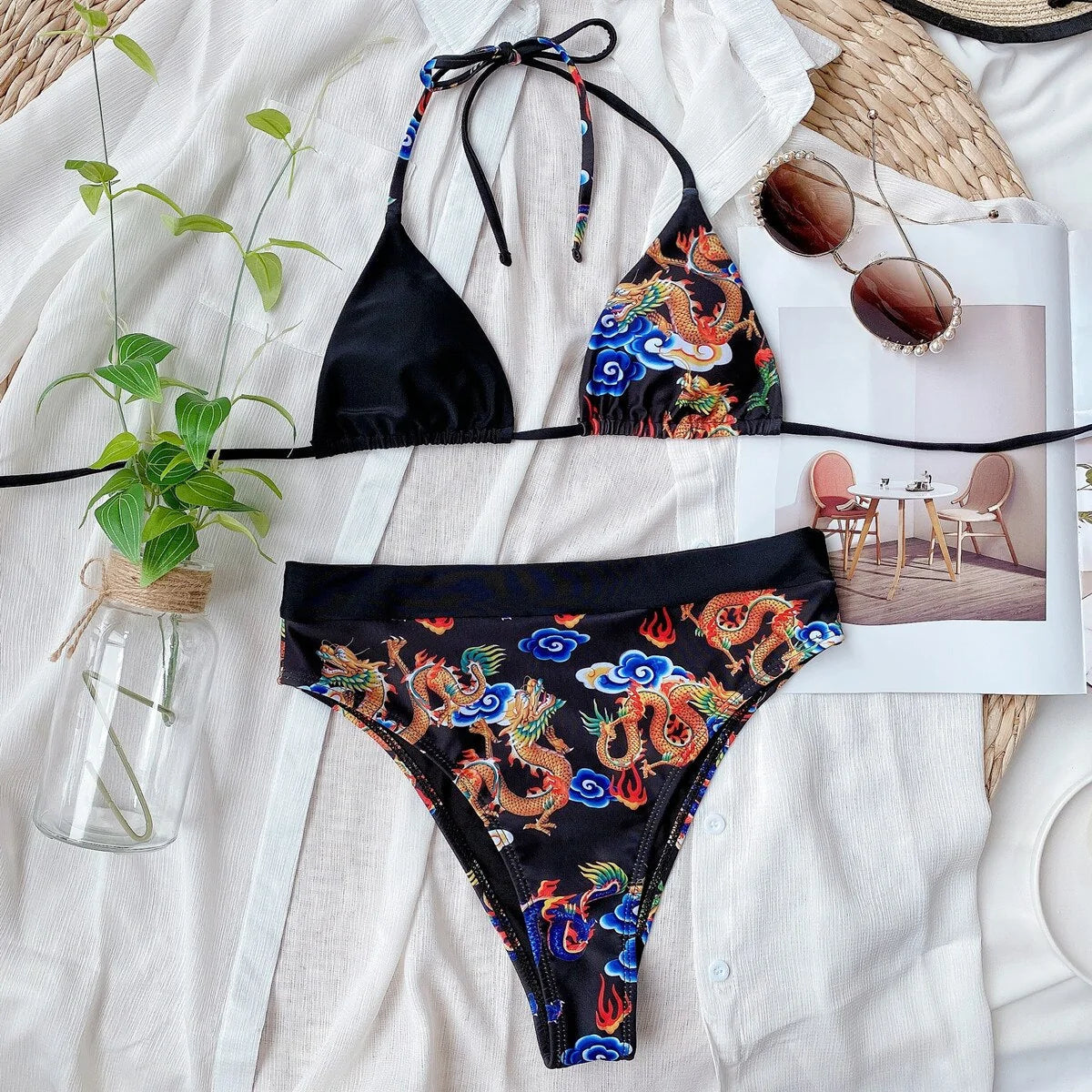 Bikini con Estampado de Leopardo Morado - High Trend Coture