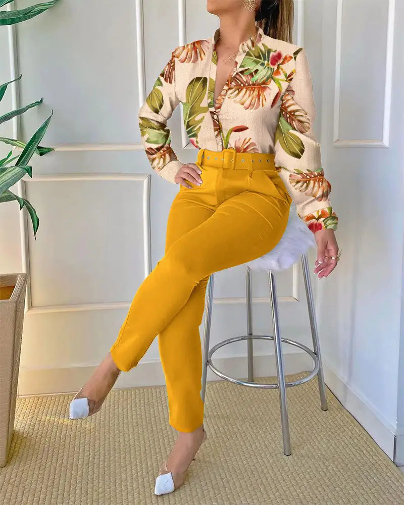 Conjunto elegante dos piezas pantalon y blusa - High Trend Coture
