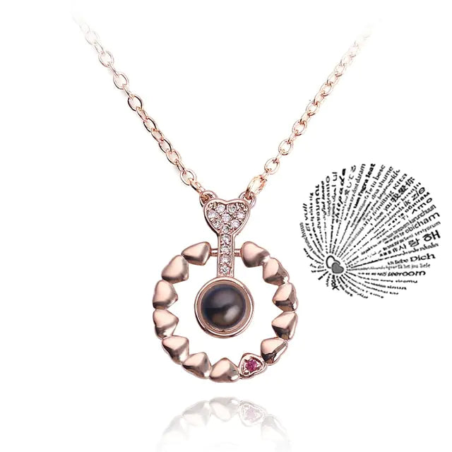 Projection Necklace 100 Languages I Love You Pendant Jewelry - High Trend Coture
