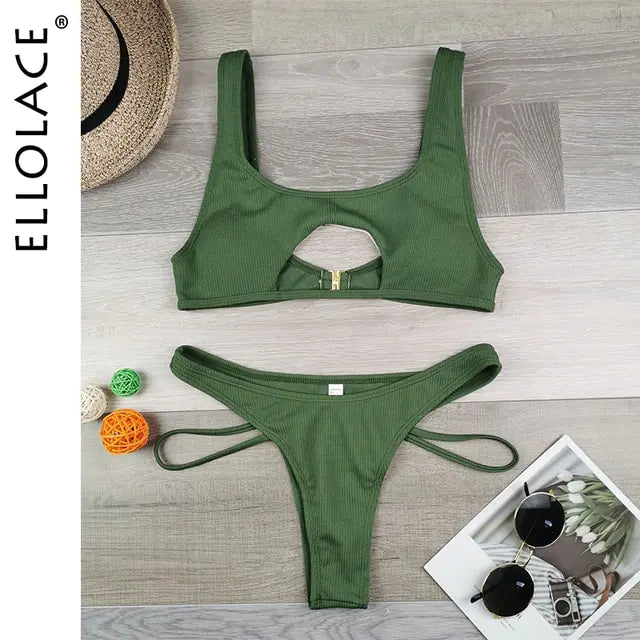 Bikini Bralette con Aberturas en Top y Braguita - High Trend Coture