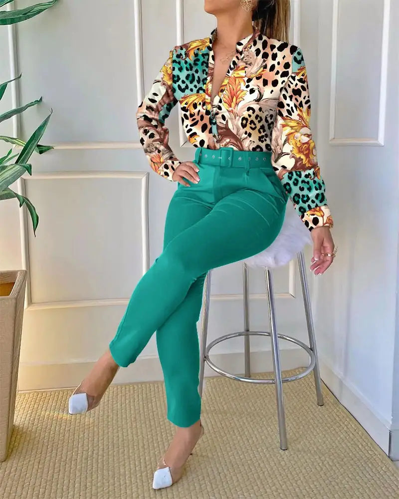 Conjunto elegante dos piezas pantalon y blusa - High Trend Coture