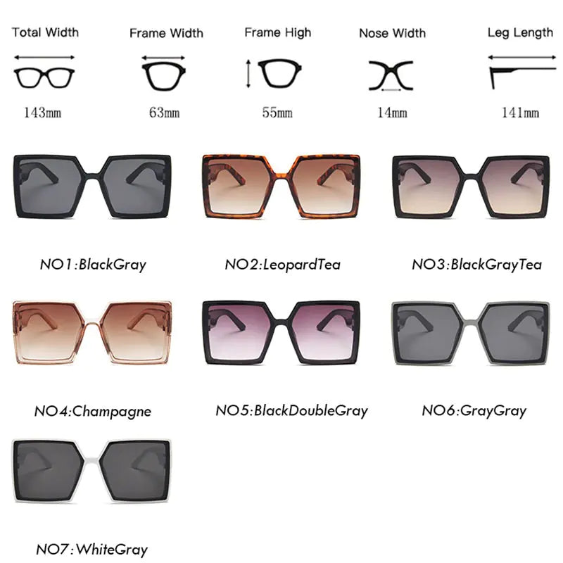 Women's Square Sunglasses Oversized - High Trend Coture