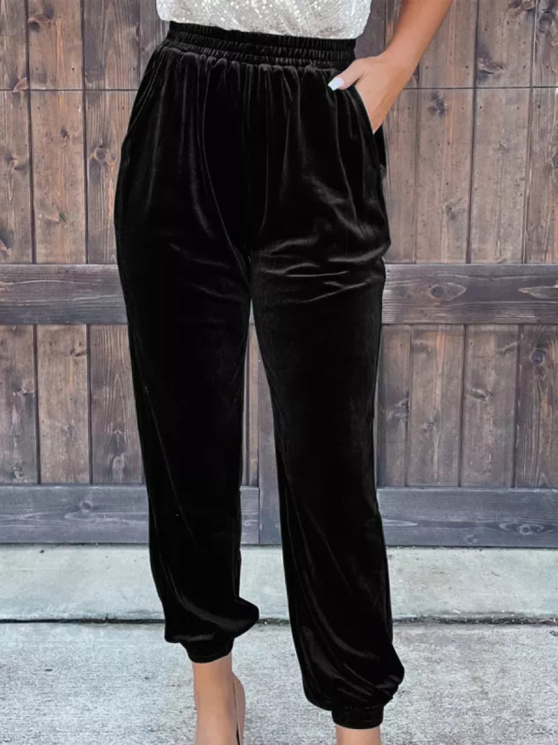 Women's velvet ankle-length pants