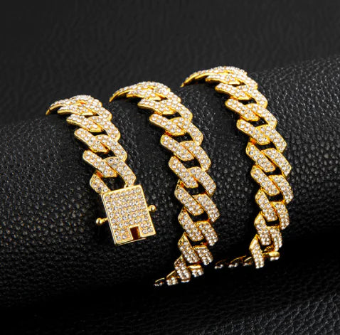 Gold Plated Iced Out Chain for Men and Women Cuban Chain Necklace - High Trend Coture
