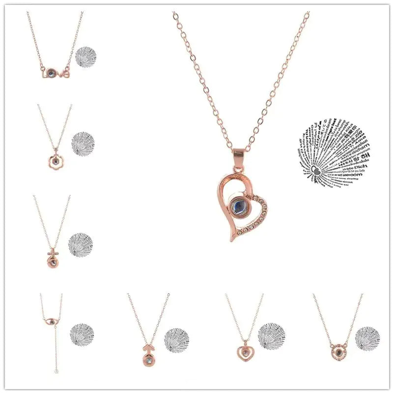Projection Necklace 100 Languages I Love You Pendant Jewelry - High Trend Coture