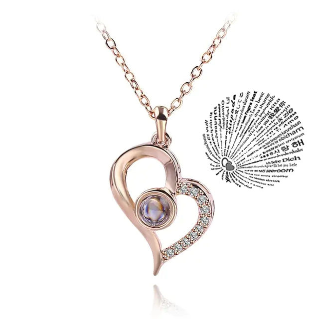 Projection Necklace 100 Languages I Love You Pendant Jewelry - High Trend Coture