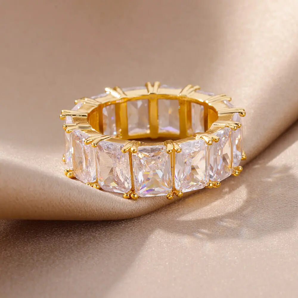 Rectangle Zircon Rings - High Trend Coture