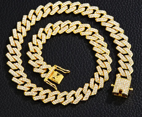 Gold Plated Iced Out Chain for Men and Women Cuban Chain Necklace - High Trend Coture